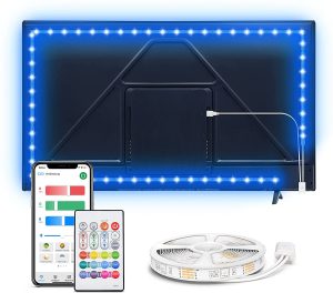 LED TV Hintergrundbeleuchtung für 56-75 Zoll Fernseher und PC LED Strip 4m USB LED Beleuchtung Hintergrundbeleuchtung mit App-Steuerung und IR Fernbedienung RGB USB-Betrieb 