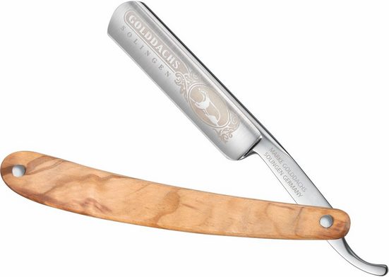 Golddachs Rasiermesser mit Olivenholzgriff 